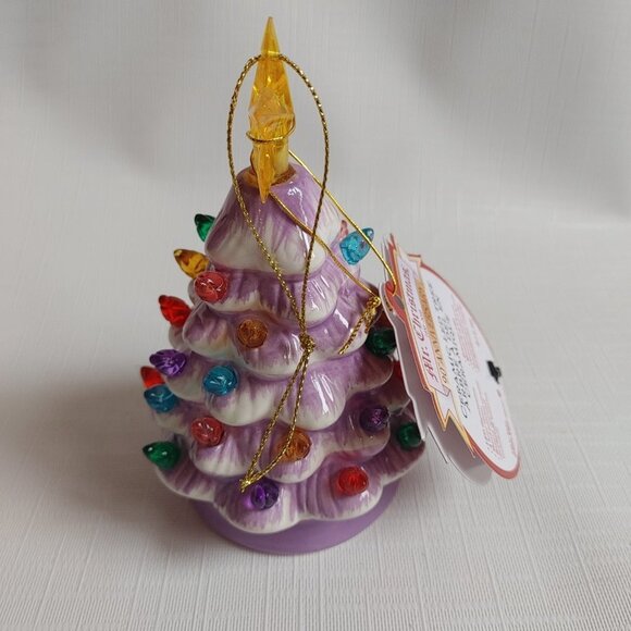 Mr. Christmas 5" Nostalgic Ceramic Lit Tree Ornament, Lavender Christmas - Picture 5 of 6